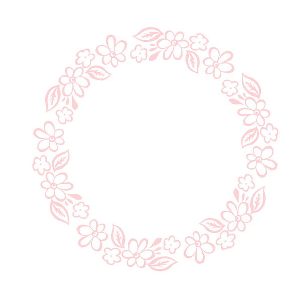 wreath of hand drawn  flowers. - Vector, Imagen