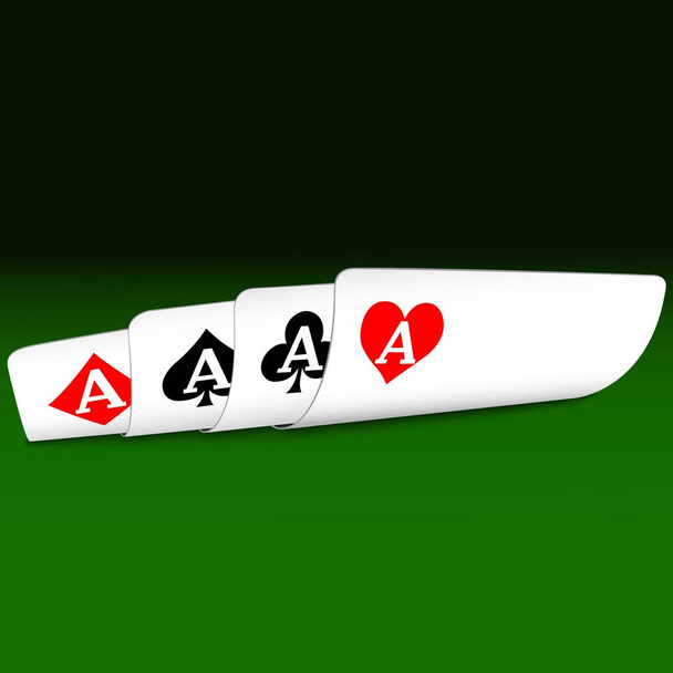 Чотири аси грають карти покер переможець руку
 - Вектор, зображення