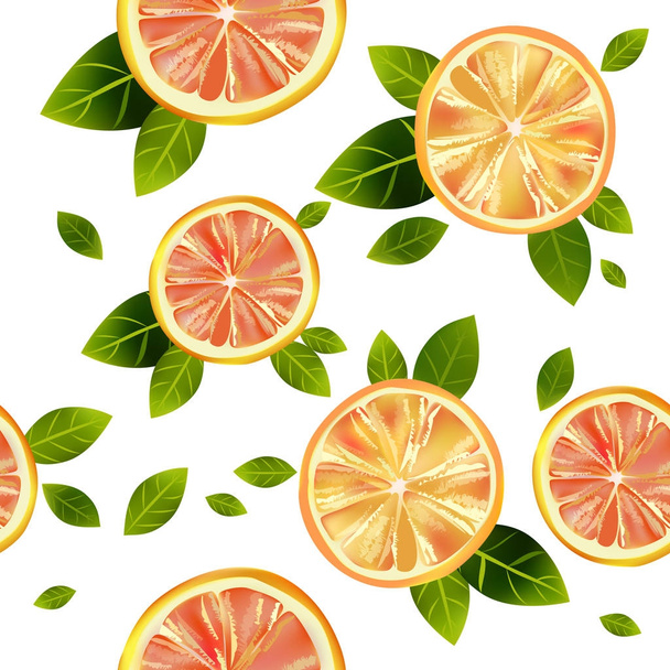 柑橘類の半分のイメージとシームレスな背景. - ベクター画像