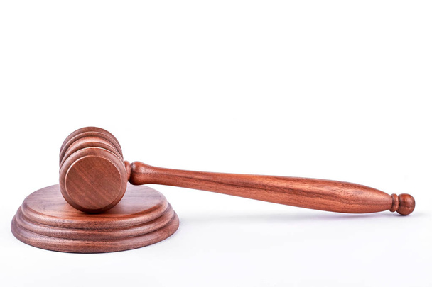 Wooden gavel on wooden stand. - Photo, Image