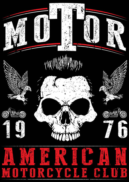 vintage μοτοσικλέτας t-shirt γραφικό - Διάνυσμα, εικόνα