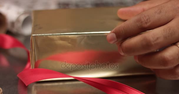 Wrapping holiday presents - Footage, Video