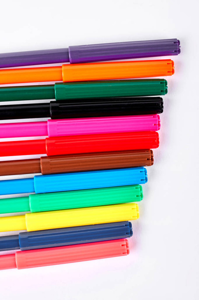 Colorful markers on white background. - Photo, Image