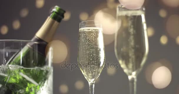 Festive bubbles in a glass of sparkling wine - Footage, Video