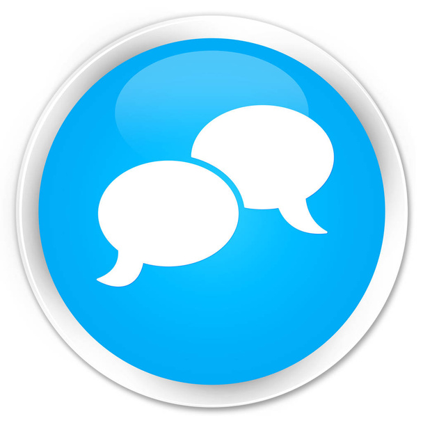 Chat bubble icon premium cyan blue round button - Photo, Image