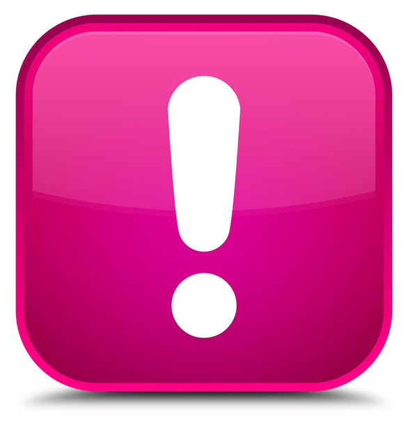 Exclamation mark icon special pink square button - Photo, Image