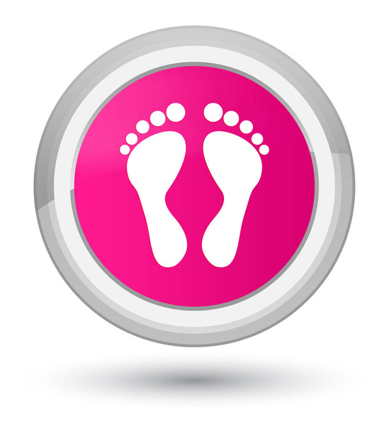 Footprint icon prime pink round button - Foto, Imagem