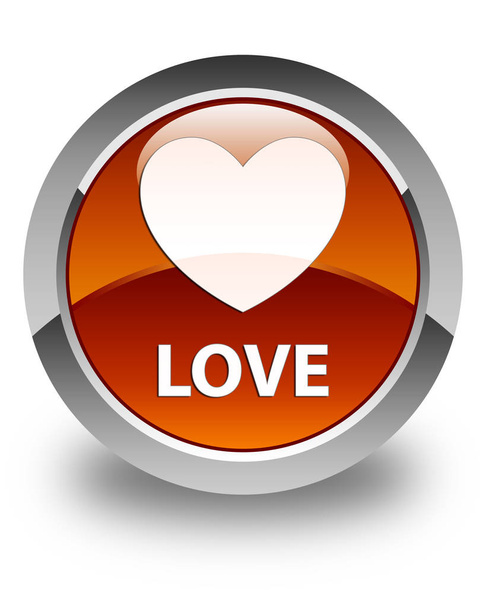 Любов глянцева коричнева кругла кнопка
 - Фото, зображення