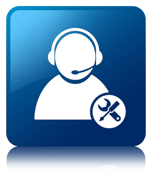 Tech support icon blue square button - Photo, Image