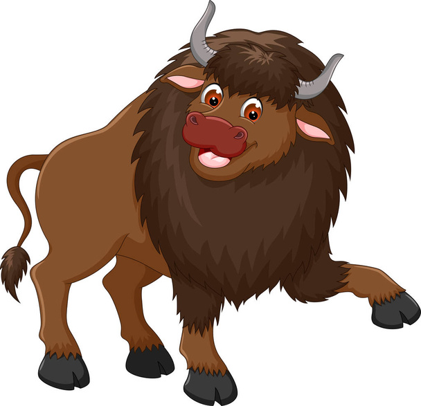 cute bison cartoon posing with smile - Foto, afbeelding