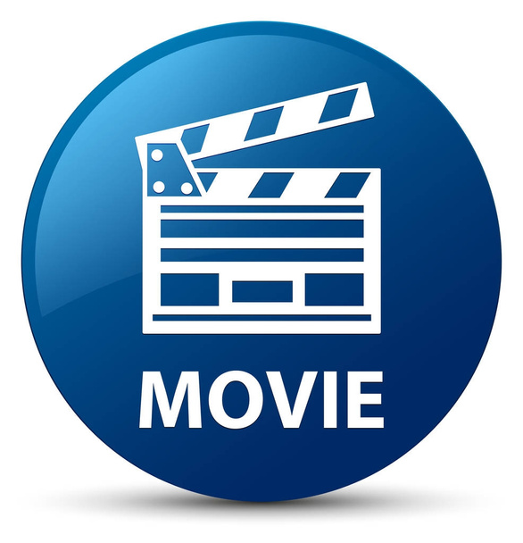 Μπλε ταινία (σινεμά εικονίδιο συνδετήρα) στρογγυλό κουμπί - Φωτογραφία, εικόνα