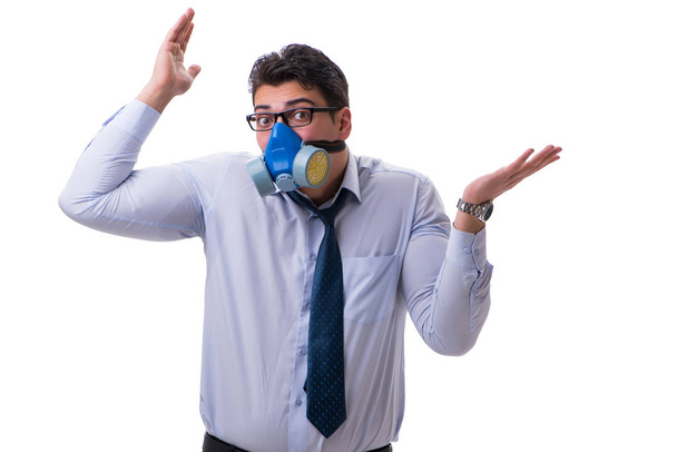 Empresário suando excessivamente cheirando mal isolado em branco - Foto, Imagem