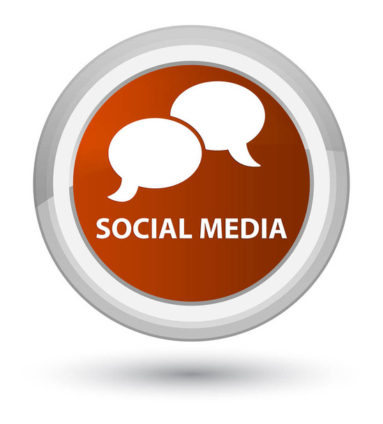 Sosyal Medya (sohbet balonu simgesinin) asal kahverengi yuvarlak düğmesi - Fotoğraf, Görsel