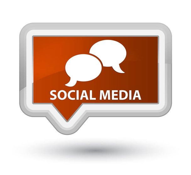Μέσα κοινωνικής δικτύωσης (chat εικονίδιο φυσαλίδας) εκλεκτού καφέ banner κουμπί - Φωτογραφία, εικόνα