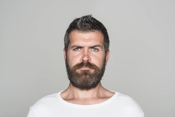 Guy or bearded man on grey background. - Zdjęcie, obraz