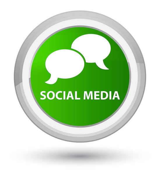 Social media (chat bubble icon) prime green round button - Photo, Image