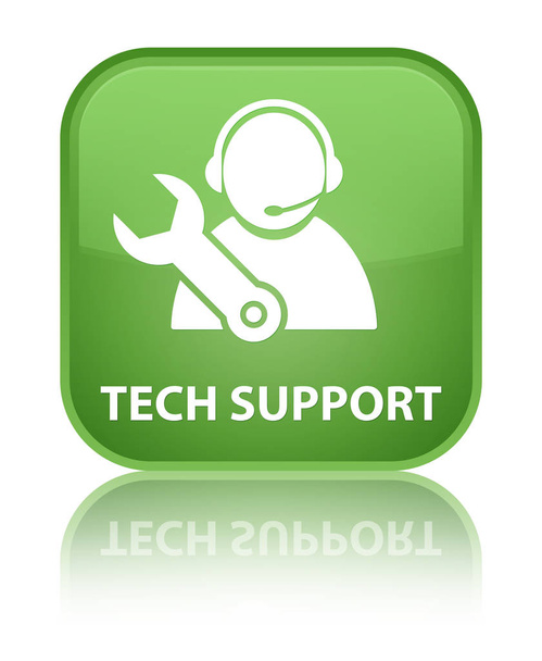 Tech wsparcie specjalne miękki zielony przycisk kwadrat - Zdjęcie, obraz