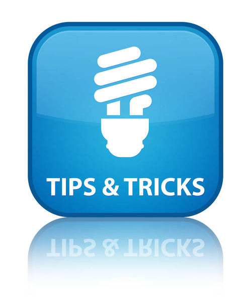Συμβουλές και κόλπα (εικονίδιο λάμπας) ειδική κυανό μπλε τετράγωνο κουμπί - Φωτογραφία, εικόνα