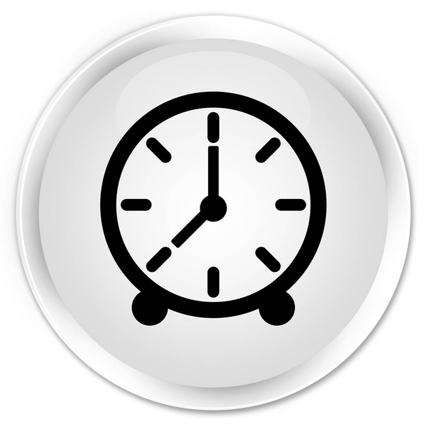 時計アイコン プレミアム ホワイト ラウンド ボタン - 写真・画像