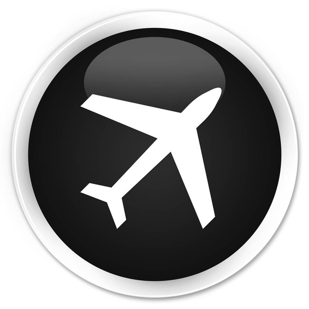 Vliegtuig pictogram premium zwart ronde knop - Foto, afbeelding