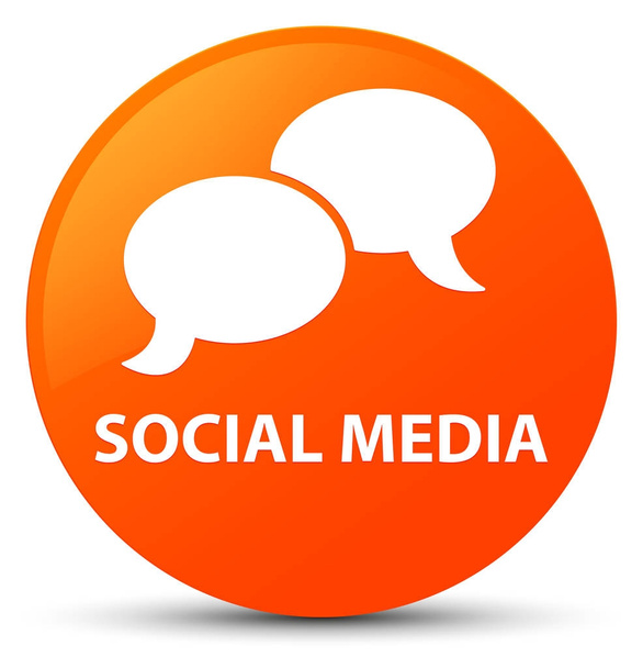 Social media (chat bubble icon) orange round button - Photo, Image