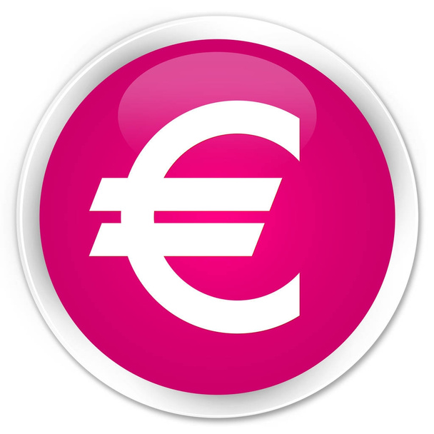 Euro sinal ícone prémio rosa botão redondo
 - Foto, Imagem