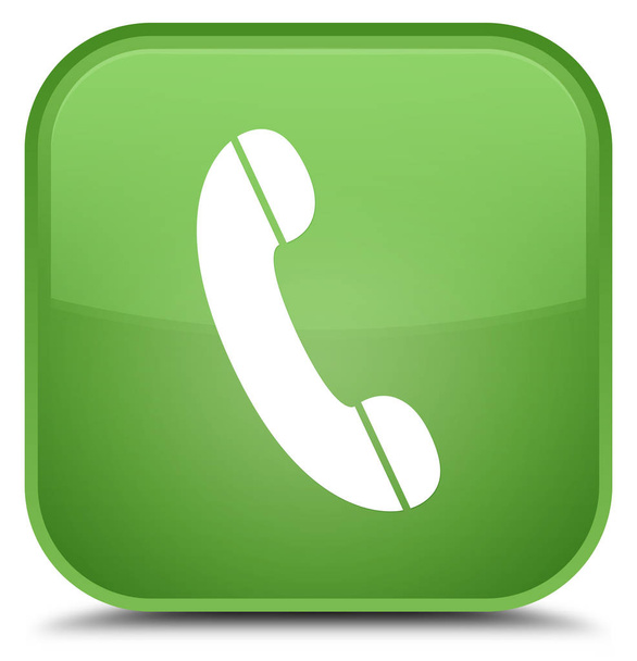 電話アイコン特別な柔らかい緑四角ボタン - 写真・画像