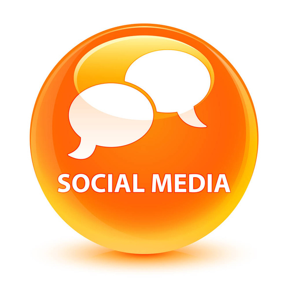 Υαλώδη πορτοκαλί στρογγυλό κουμπί μέσα κοινωνικής δικτύωσης (chat εικονίδιο φυσαλίδας) - Φωτογραφία, εικόνα