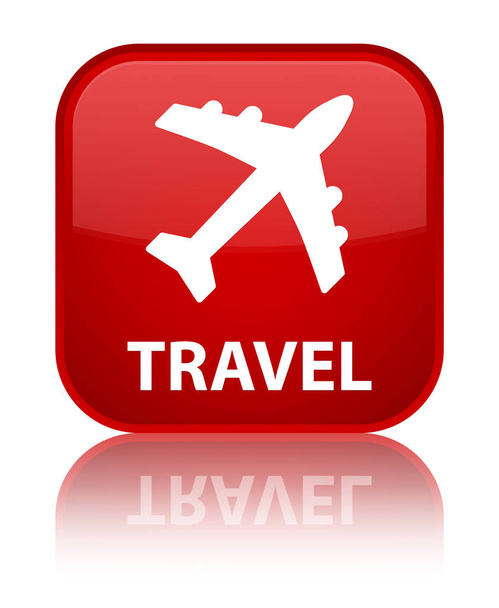 Travel (plane icon) special red square button - Photo, Image