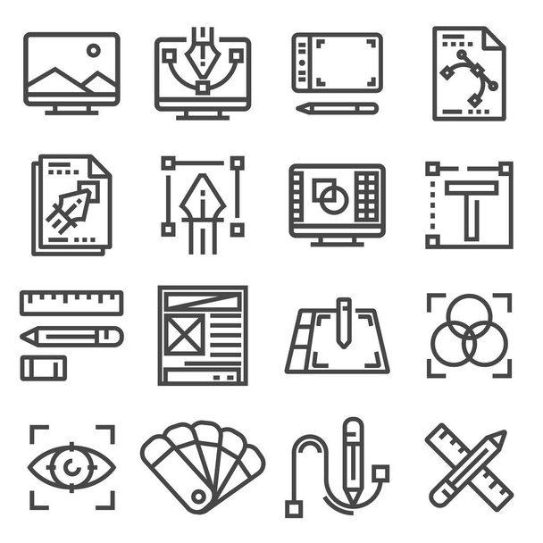 Vector linear graphic design icons set - Vector, imagen