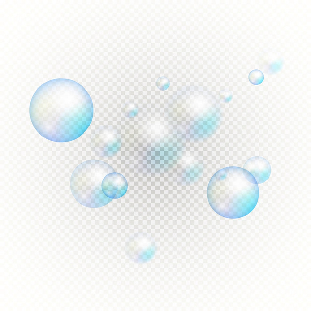 Set of multicolored transparent soap bubbles - Διάνυσμα, εικόνα
