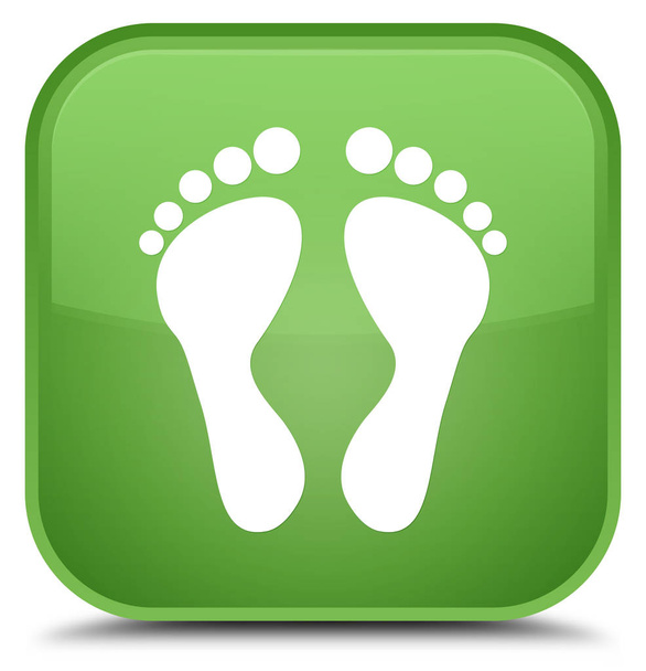 Footprint icon special soft green square button - Photo, Image