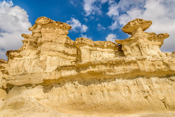 A view of the rock formations Erosions of Bolnuevo on the Mediterranean coast in Spain - Photo, Image