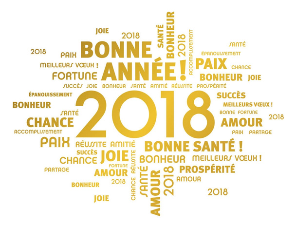 2018 Greeting card in French language - Vector, Image