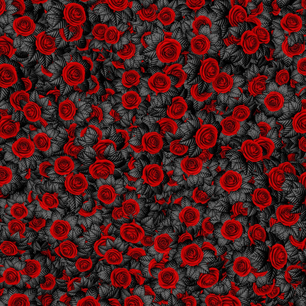 Dark leaved roses background - Фото, зображення