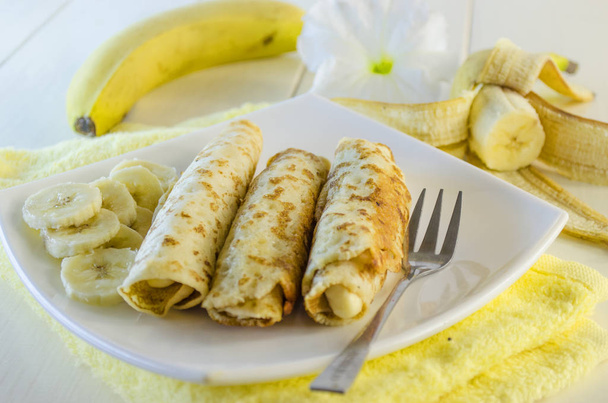 tortitas con requesón y plátano
 - Foto, Imagen