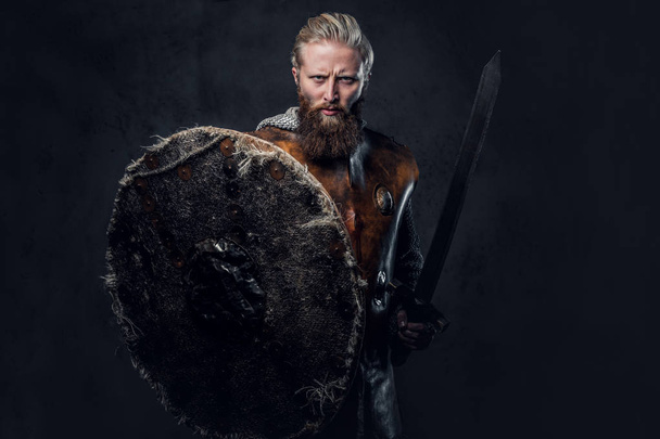 Viking habillé en armure nordique
  - Photo, image