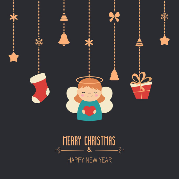 Merry Christmas greeting card - Vector, afbeelding