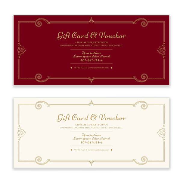 Подарочный сертификат, ваучер, подарочная карта или шаблон кассового купона в векторном формате
 - Вектор,изображение