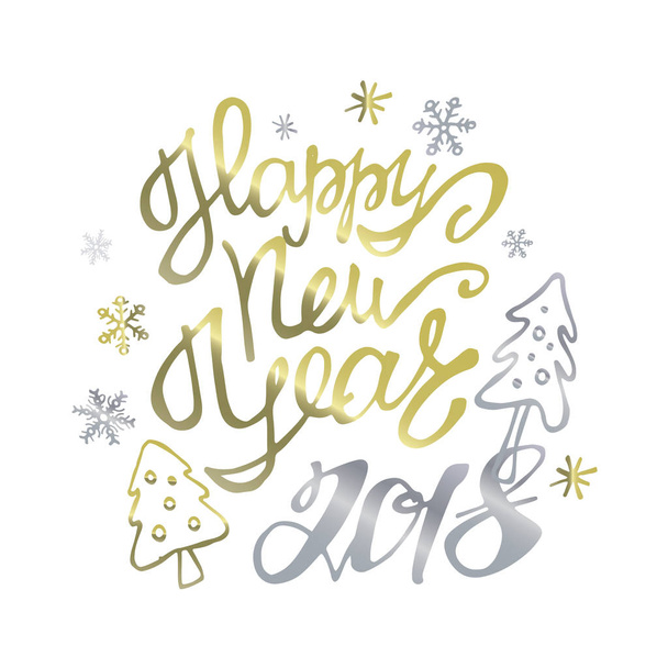 Lettering - Feliz ano novo 2018
 - Vetor, Imagem