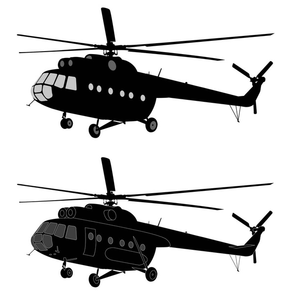 silhouette of russian MI-8 helicopter - Вектор, зображення