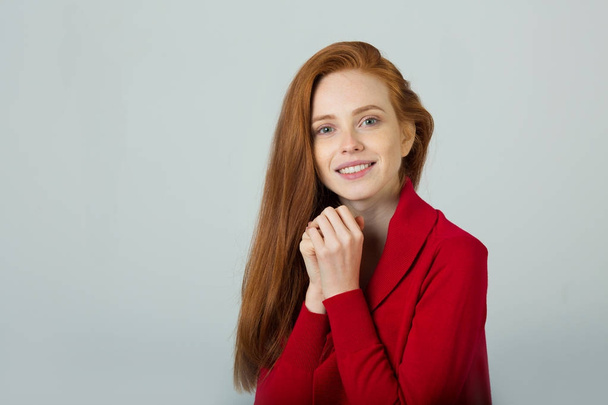 beautiful young smiling girl with red hair - Valokuva, kuva