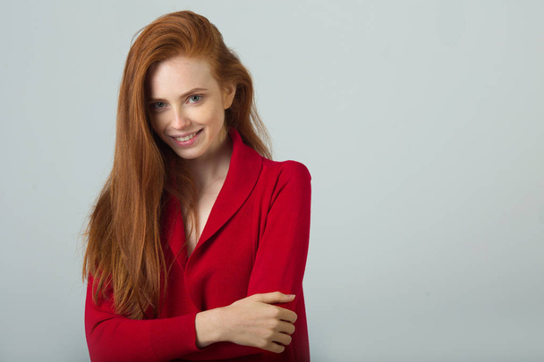 beautiful young smiling girl with red hair - Foto, immagini