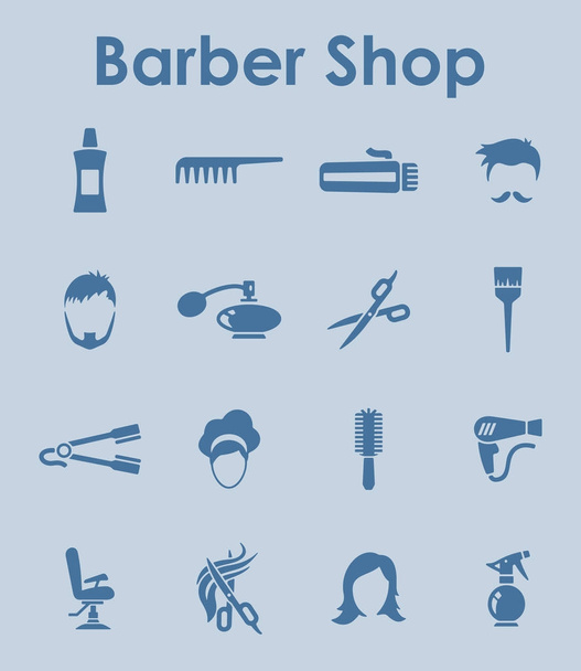 Sada barber shop jednoduchých ikon - Vektor, obrázek