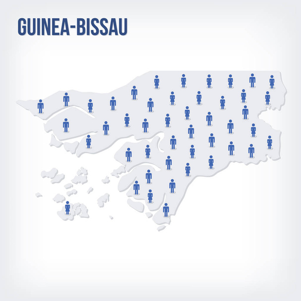 Gine-Bissau vektör insanlar harita. Popülasyon kavramı. - Vektör, Görsel