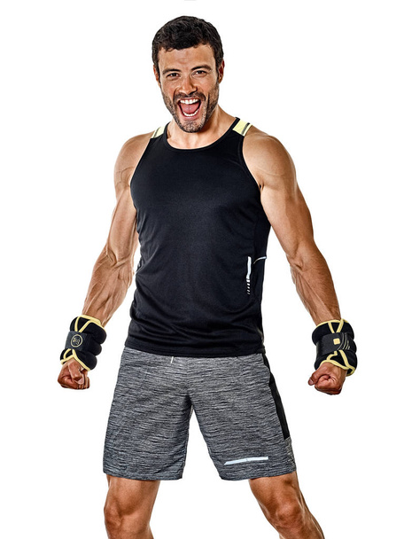 fitness man cardio boxing exercises isolated - Foto, Imagen