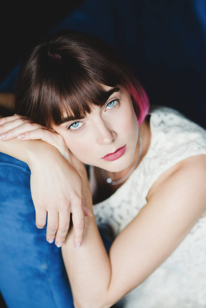Beautiful woman with pink hair - Valokuva, kuva