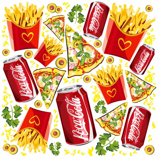 Hintergrund Tapete drucken Deckel Fast Food - Vektor, Bild
