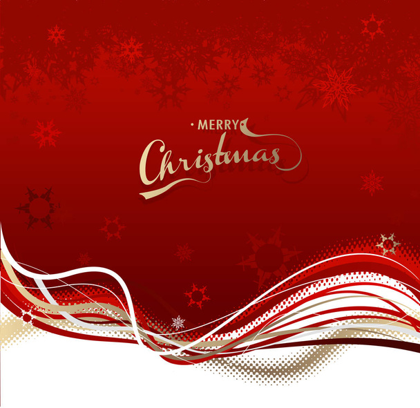 Christmas background with red snowflakes and colorful lines. - Vector, imagen