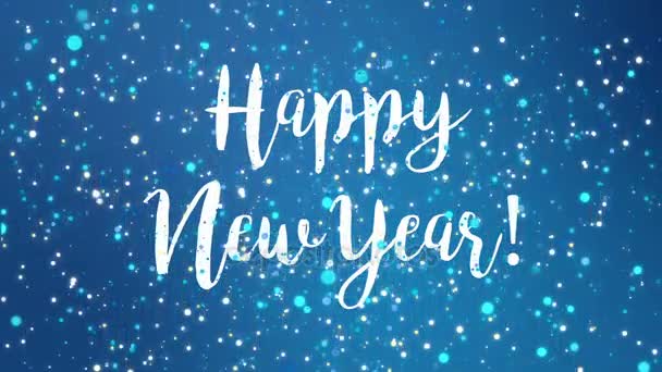 Sparkly blue Happy New Year greeting card video - Footage, Video